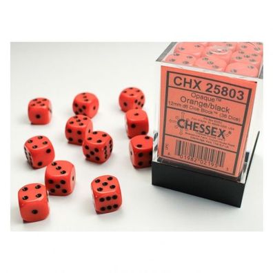 Würfel - 12 mm - Opaque Orange/black (Würfelset 36 x W6)