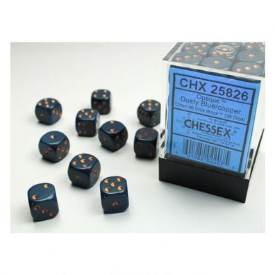 Würfel - 12 mm - Opaque Dusty Blue/copper (Würfelset 36 x W6)