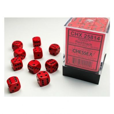Würfel - 12 mm - Opaque Red/black (Würfelset 36 x W6)