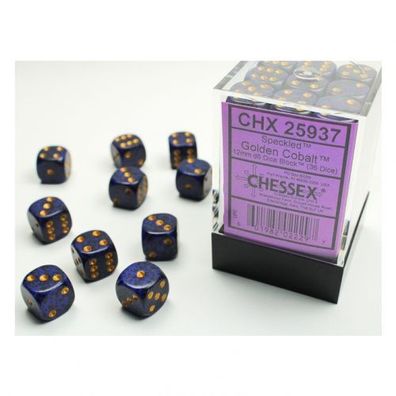 Würfel - 12 mm - Speckled Golden Cobalt (Würfelset 36 x W6)