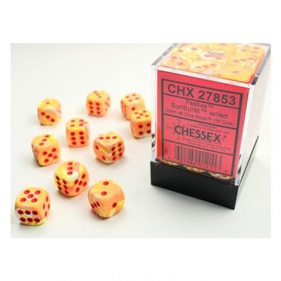 Würfel - 12mm - Festive Sunburst/red (Würfelset 36 x W6)