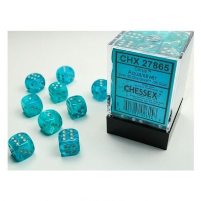 Würfel - 12mm - Cirrus Aqua/silver (Würfelset 36 x W6)