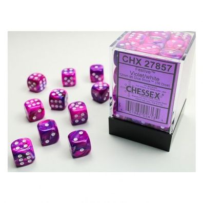 Würfel - 12mm - Festive Violet/white (Würfelset 36 x W6)