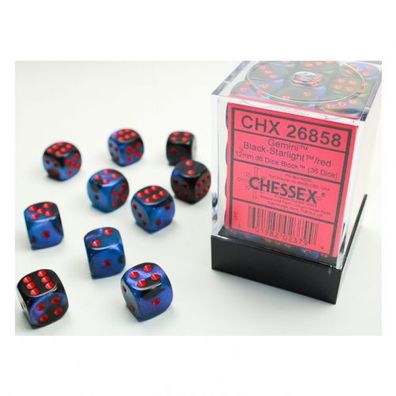 Würfel - 12mm - Gemini Black-Starlight/red (Würfelset 36 x W6)