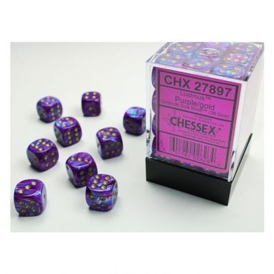 Würfel - 12mm - Lustrous Purple/gold (Würfelset 36 x W6)