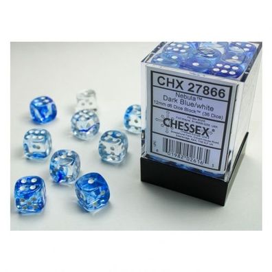 Würfel - 12mm - Nebula Dark Blue/white (Würfelset 36 x W6)