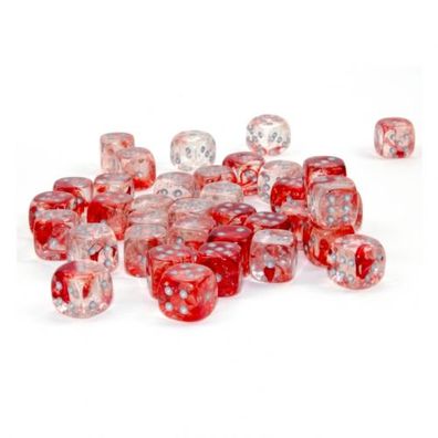 Würfel - 12mm - Nebula Red/silver Luminary (Würfelset 36 x W6) - leuchtet im Dunkel
