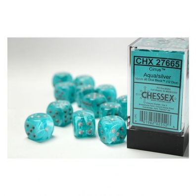 Würfel - 16mm - Cirrus Aqua/silver (Würfelset 12 x W6)