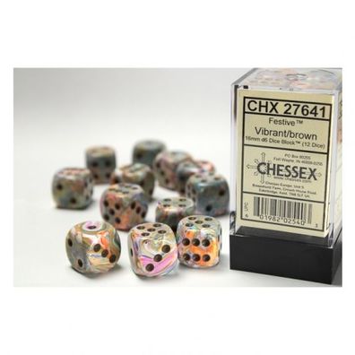 Würfel - 16mm - Festive Vibrant/brown (Würfelset 12 x W6)