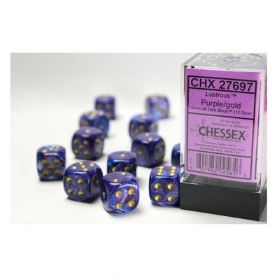Würfel - 16mm - Lustrous Purple/gold (Würfelset 12 x W6)