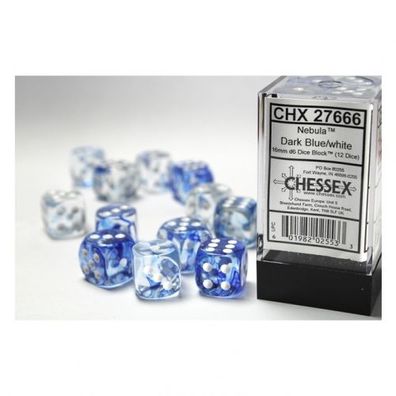 Würfel - 16mm - Nebula Dark Blue/white (Würfelset 12 x W6)