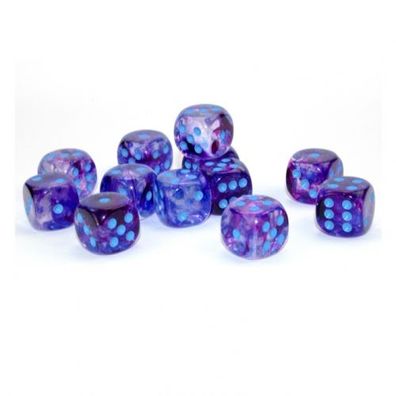 Würfel - 16mm - Nebula Nocturnal/blue Luminary (Würfelset 12 x W6) - leuchtet im Du