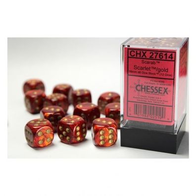 Würfel - 16mm - Scarab Scarlet/gold (Würfelset 12 x W6)