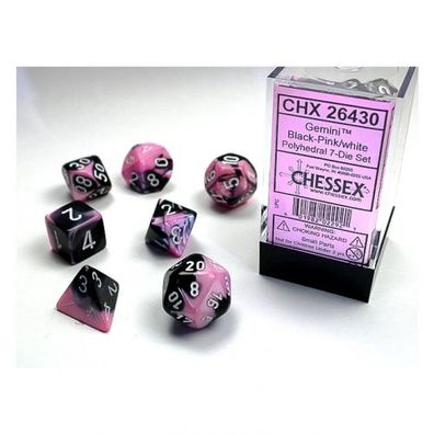 Würfel - Gemini Black-Pink/white (7-Würfelset)