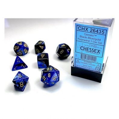 Würfel - Gemini Black-Blue/gold (7-Würfelset)
