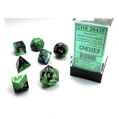 Würfel - Gemini Black-Green/gold (7-Würfelset)