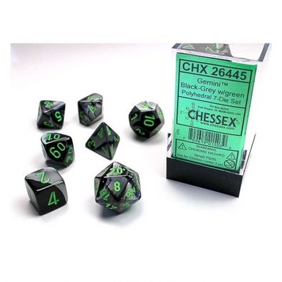 Würfel - Gemini Black-Grey/green (7-Würfelset)