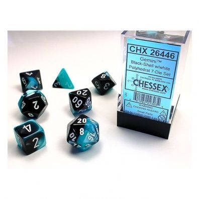 Würfel - Gemini Black-Shell/white (7-Würfelset)