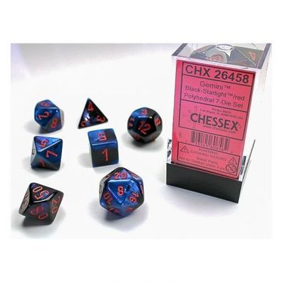 Würfel - Gemini Black-Starlight/red (7-Würfelset)