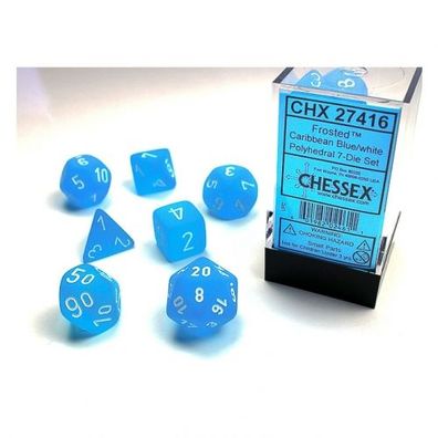 Würfel - Frosted Caribbean Blue/white (7-Würfelset)