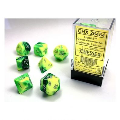 Würfel - Gemini Green-Yellow/silver (7-Würfelset)