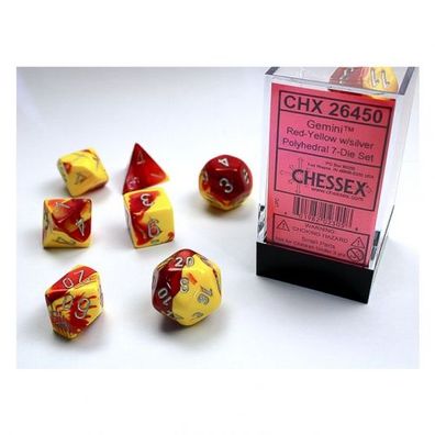 Würfel - Gemini Red-Yellow/silver (7-Würfelset)