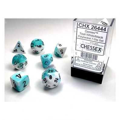 Würfel - Gemini White-Teal/black (7-Würfelset)
