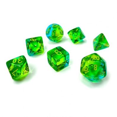 Würfel - Gemini Translucent Green-Teal/yellow (7-Würfelset)