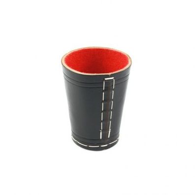 Würfelbecher aus Leder - ca. 8,5 cm x 6,5 cm - schwarz