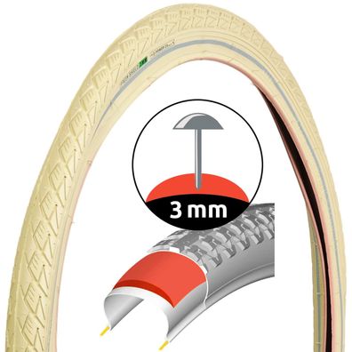 Fahrrad-Reifen Creme Retro Style 28" 47-622 Pannensicher
