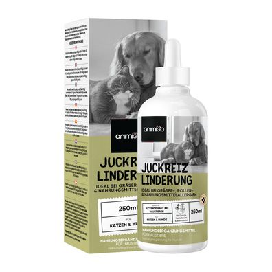 Anti Juckreiz Tropfen für Hunde & Katzen - 250ml gegen juckende - animigo