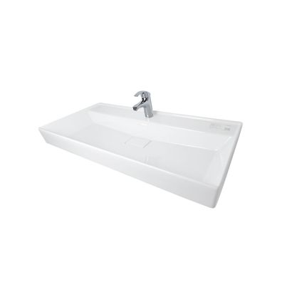 Belvit Keramik Waschbecken Aufsatz Wand 80x48x10 cm mit Überlauf Hahnloch