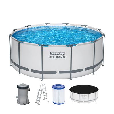 Steel Pro MAX™ Frame Pool Komplett-Set mit Filterpumpe Ø 366 x 122 cm, lichtgrau,