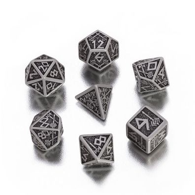 Dwarven Würfel-Set - 7 Stück - grau und schwarz