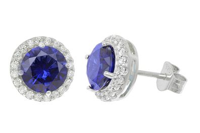 Acalee Schmuck Damen-Ohrringe 925 Silber Zirkonia-Ohrstecker Tanzanitblau 70-1047-06