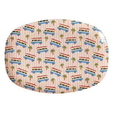 RICE Teller - Pink Cars Print, Melamin, rechteckig
