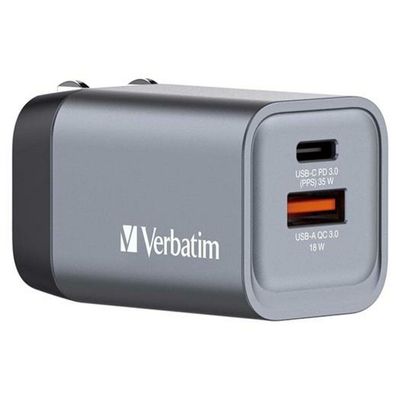 GaN-Ladegerät 35W, 1x USB-A , 1x USB-C (grau, PD 3.0, QC 3.0)