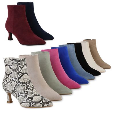 VAN HILL Damen Klassische Stiefeletten Stiletto Spitze Basic Schuhe 840599