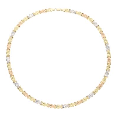 Halskette Damen Gold 585 dreifarbig halbmassiv Collier Second Hand 25325771 getragen
