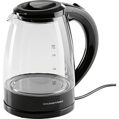 GourmetMaxx Wasserkocher Schwarz 1,8?l, 1800?W, LED, Abschaltautomatik