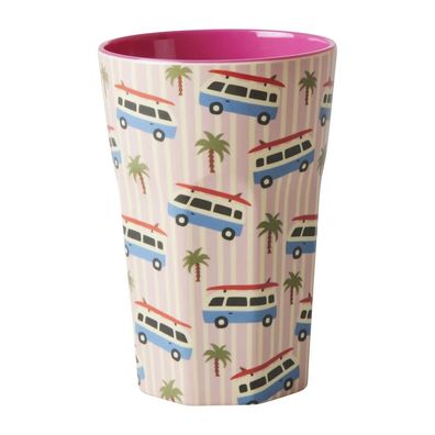 RICE Becher - Pink Cars Print, 250 ml, Melamine, Größe Hoch
