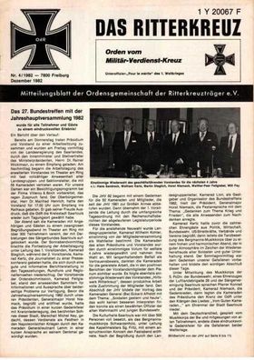 Das Ritterkreuz-Mitteilungsblatt der OG der Ritterkreuzträger e.V. 4-1982