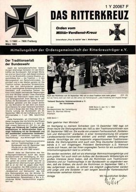 Das Ritterkreuz-Mitteilungsblatt der OG der Ritterkreuzträger e.V. 1-1983