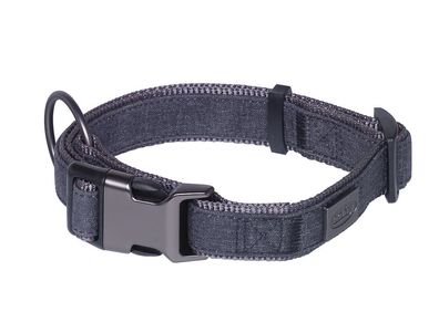 Nobby Hunde Halsband Linen Deluxe L: 23-30 cm; B: 16 mm schwarz-grau
