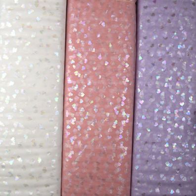 zarter Tüll lachsrosa, ecru und flieder mit Herzen Herzchen 100x150 cm Tütü Tüllrock