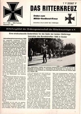 Das Ritterkreuz-Mitteilungsblatt der OG der Ritterkreuzträger e.V. 4-1986