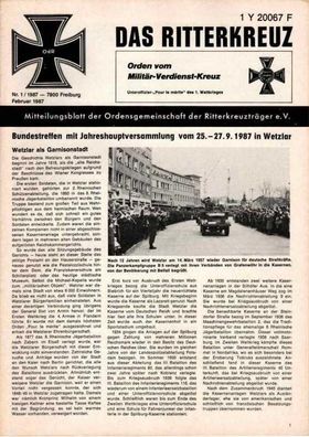 Das Ritterkreuz-Mitteilungsblatt der OG der Ritterkreuzträger e.V. 1-1987