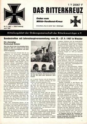 Das Ritterkreuz-Mitteilungsblatt der OG der Ritterkreuzträger e.V. 2-1987