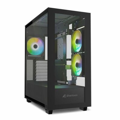 Sharkoon Gehäuse Rebel C60, RGB, ATX, 2xGlas schwarz