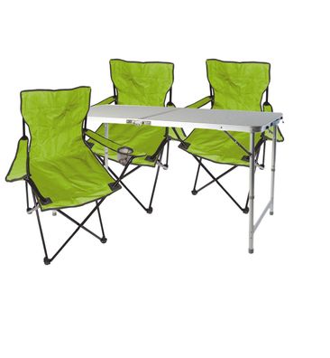 4tlg. Campingmöbel Set Lime Tisch mit Tragegriff höhenverstellbar Stühle Tasche